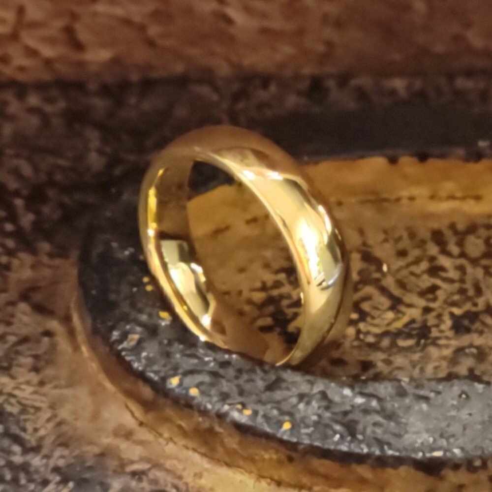 Men's Gold Tungsten Wedding Ring Band - Gold Wedding Ring For Him